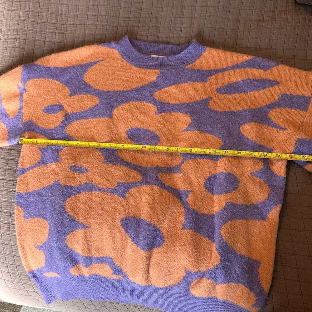 Le Lis Floral Crewneck Sweater - Orange and Purple